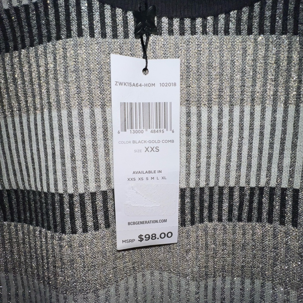 BCBGeneration Black and Gray Striped Sweater NWT - image 2